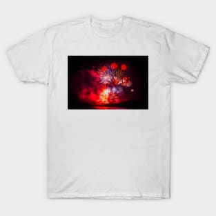 Spectacular fireworks over Santorini T-Shirt